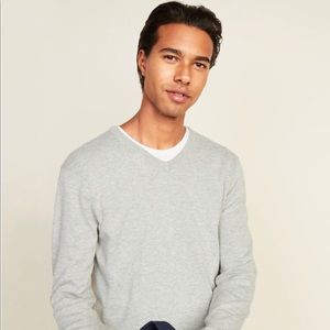 Men's NWT Old Navy V-Neck Heather White Sweater